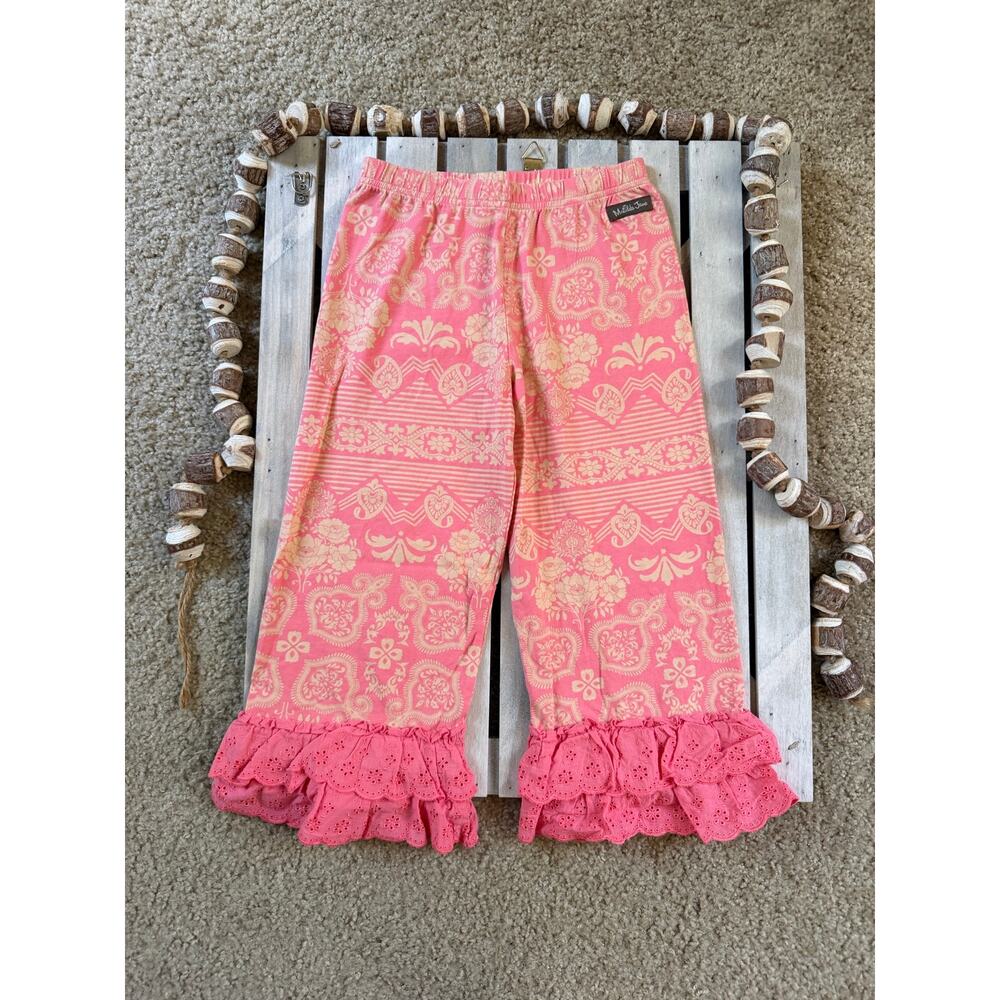 Matilda Jane Happy & Free Sugar Rush Girls Ruffle Bottom Pink Lace Crop Pants